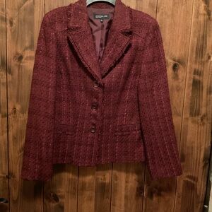 Jones New York Deep Red Textured Blazer